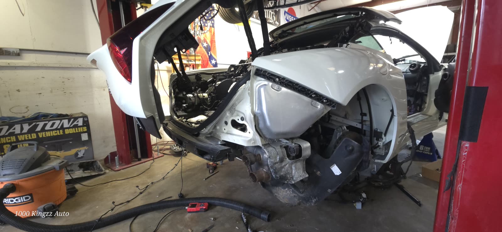 Ferrari front end apart for repair