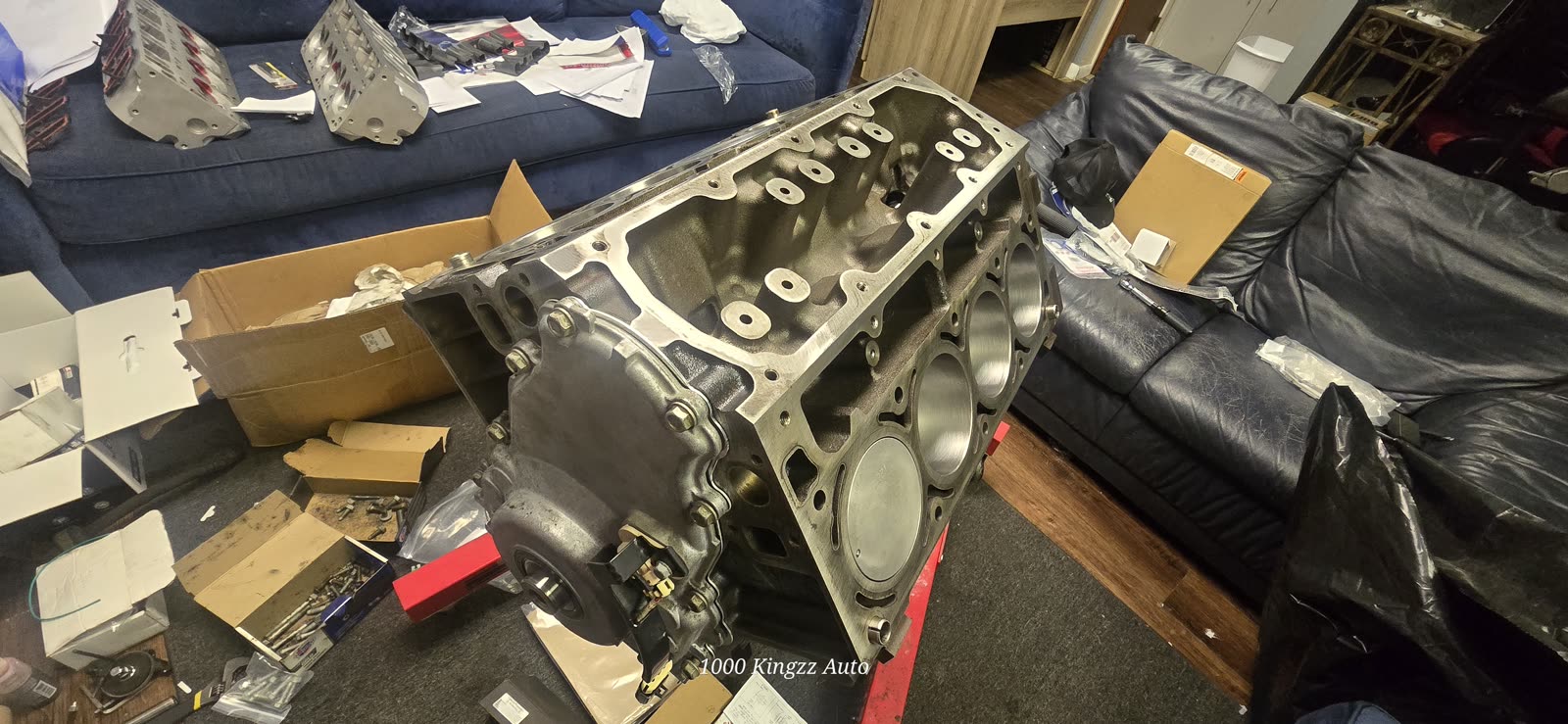 Engine block and heads on the bench