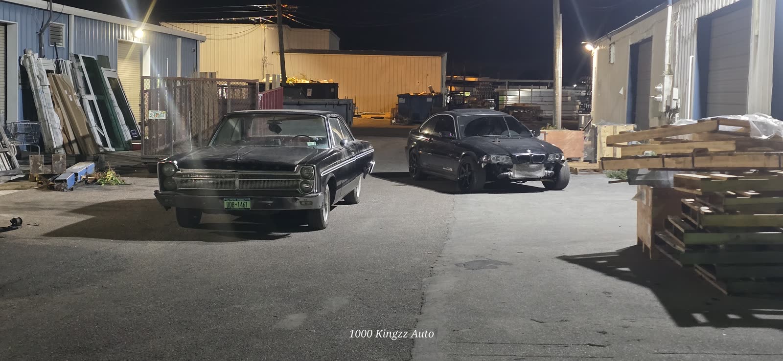 Classics parked outside the shop
