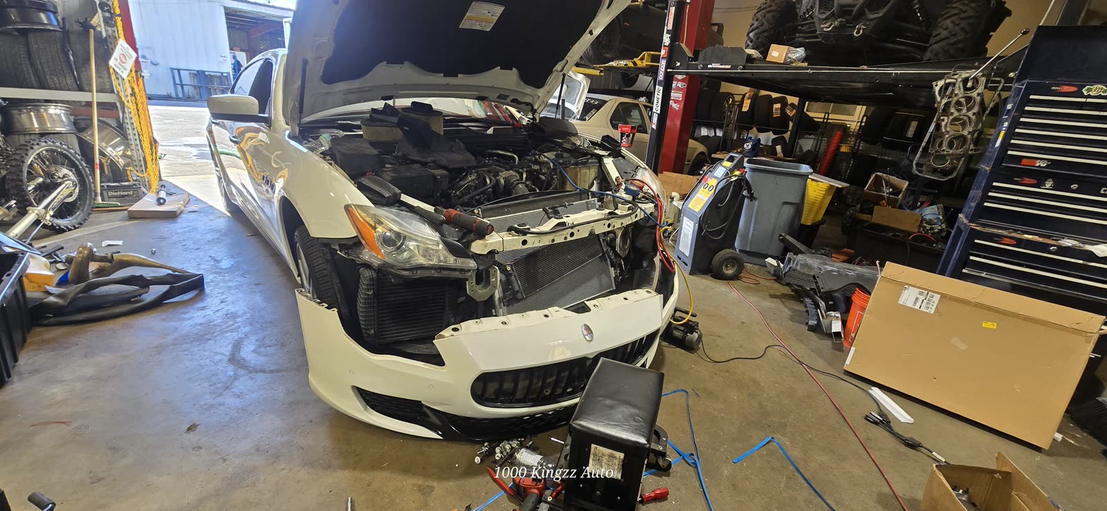 Maserati with the bumper off
