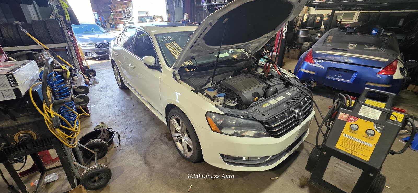 Diagnostics on a sedan in the bay